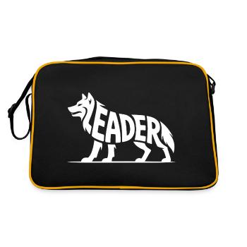 Führungskraft - Motivierendes Wolfslogo - Retro Tasche - Schwarz/Gold - Hinten