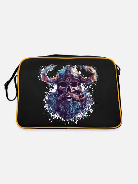 Viking Skull - Retro Bag - black/gold - Back
