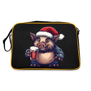 Pig Christmas Beer Funny Wild Boar - Retro Bag - black/gold - Back