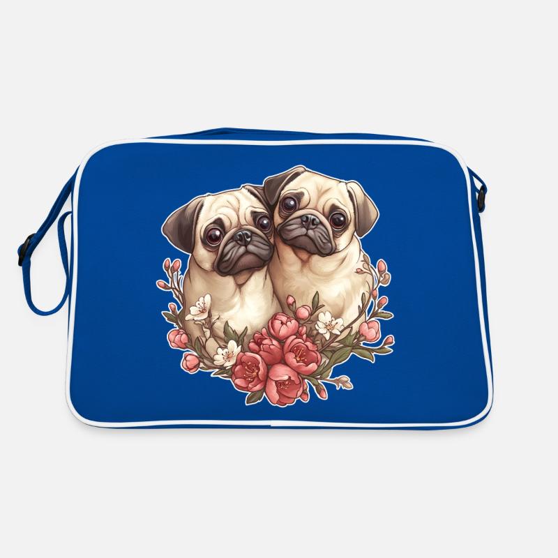 Süßes Mopspaar Retro Tasche