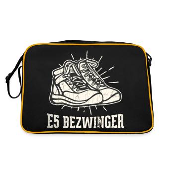 Alpenüberquerung Oberstdorf Meran E5 Fernwanderweg - Retro Tasche - Schwarz/Gold - Hinten