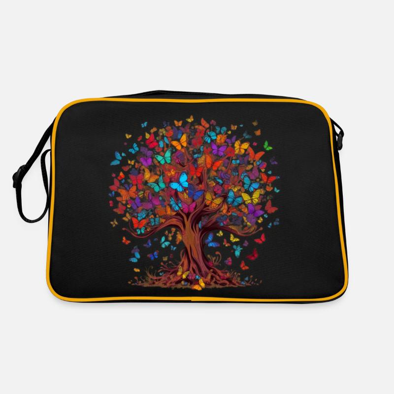 Schmetterlingsbaum Bunte Schmetterlinge Fliegen Retro Tasche