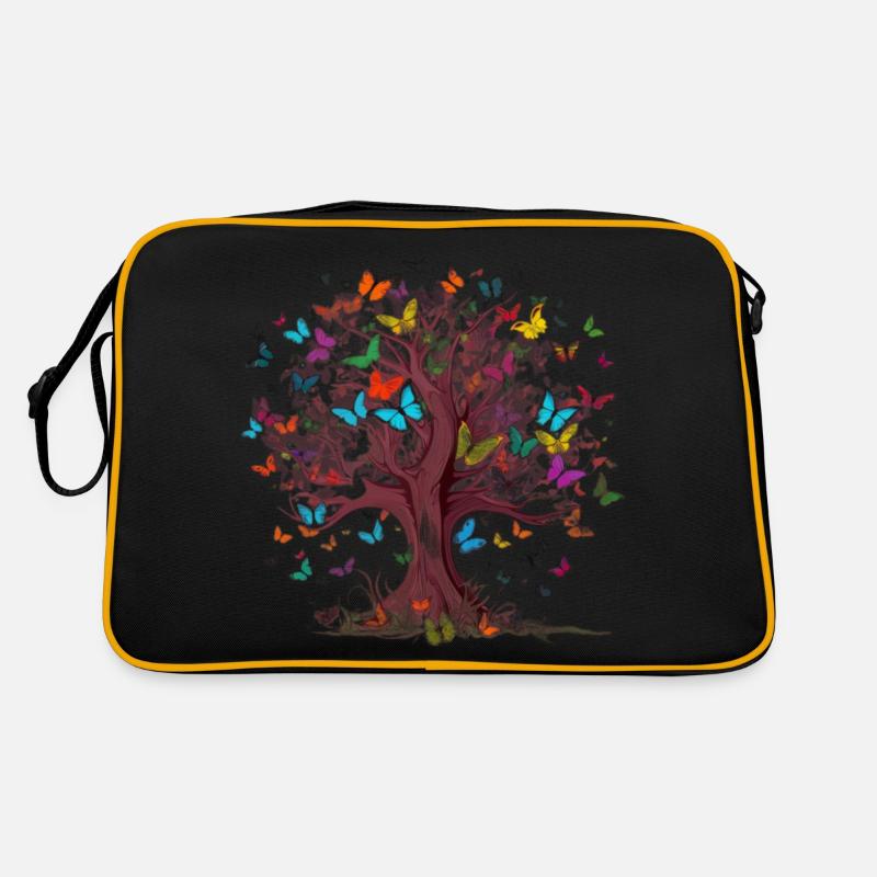 Schmetterlingsbaum Bunte Schmetterlinge Fliegen Retro Tasche