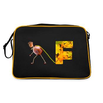 Letter F with chestnut man - Retro Bag - black/gold - Back