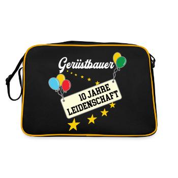 Gerüstbauer 10 jähriges Jubiläum Gerüstbau 10 Jahr - Retro Tasche - Schwarz/Gold - Hinten