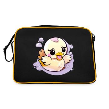 Süße kleine Ente Kinderdesign - Retro Tasche - Schwarz/Gold - Hinten