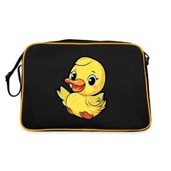 Süße kleine Ente Kinderdesign - Retro Tasche - Schwarz/Gold - Hinten
