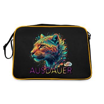Werte mit Tieren: Ausdauer - Retro Tasche - Schwarz/Gold - Hinten