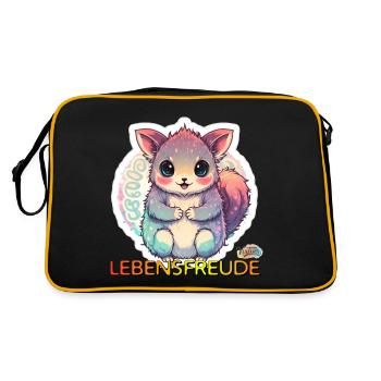 Werte mit Tieren: Lebensfreude - Retro Tasche - Schwarz/Gold - Hinten
