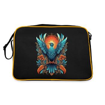 Bunter Paradiesvogel - Retro Tasche - Schwarz/Gold - Hinten