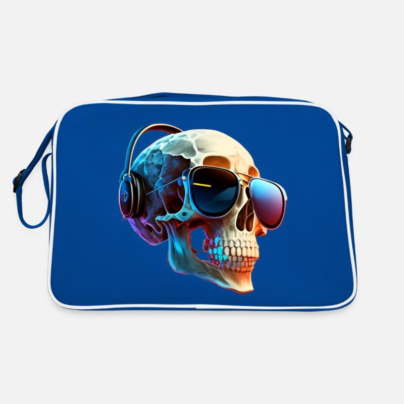 Schädel mit Kopfhörer Retro Tasche