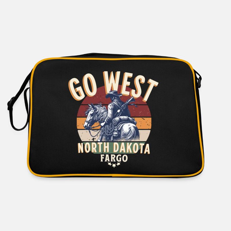North Dakota Go west - Sac Retro - noir/or