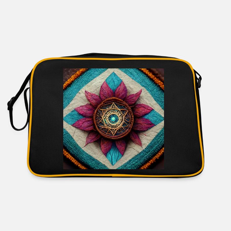 Boho Mandala Abstract - Retro Tasche - Schwarz/Gold