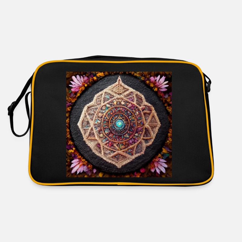 Boho Mandala Abstract - Retro Tasche - Schwarz/Gold