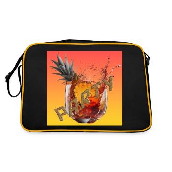Exotische Cocktails, its Party-time - Retro Tasche - Schwarz/Gold - Hinten