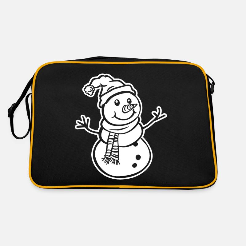Schneemann - Retro Tasche - Schwarz/Gold