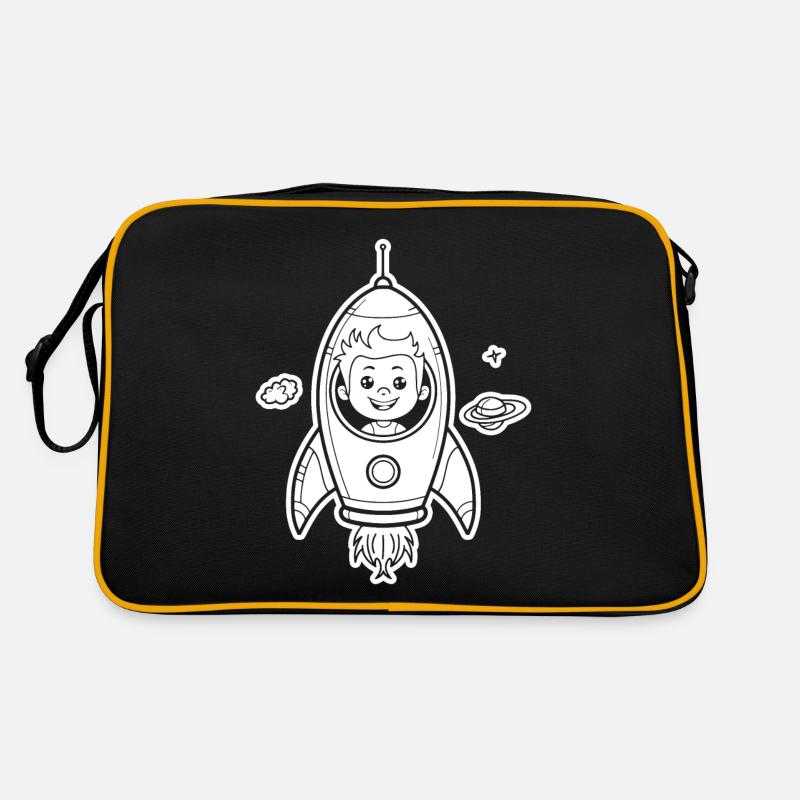 Garçon astronaute dans une fusée dans l’espace Sac Retro