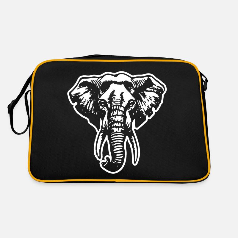 Elefant Elefanten - Retro Tasche - Schwarz/Gold