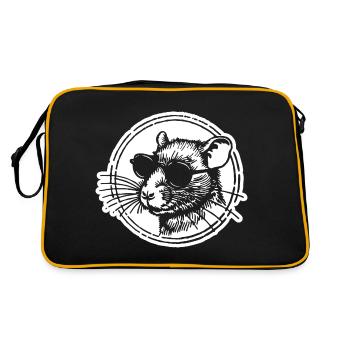 Maus Ratte - Retro Tasche - Schwarz/Gold - Hinten