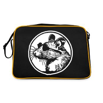 Maus Ratte - Retro Tasche - Schwarz/Gold - Hinten