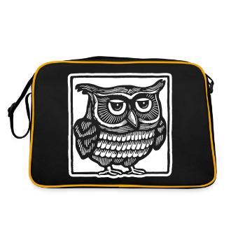 Eule - Retro Tasche - Schwarz/Gold - Hinten