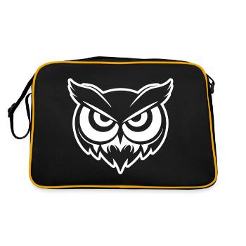 Eule Eulen Vogel - Retro Tasche - Schwarz/Gold - Hinten
