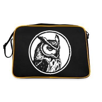 Eule Eulen Vogel - Retro Tasche - Schwarz/Gold - Hinten