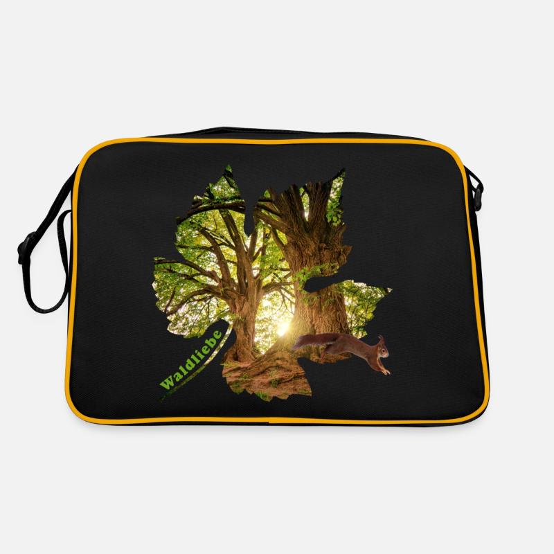wald 25 im blatt mit eichhörnchen Retro Tasche