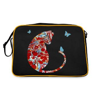 Cat with Butterfly E 251 - Retro Bag - black/gold - Back