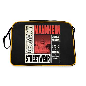Mannheim Deutschland Stadt Skyline Heimat Liebe - Retro Tasche - Schwarz/Gold - Hinten