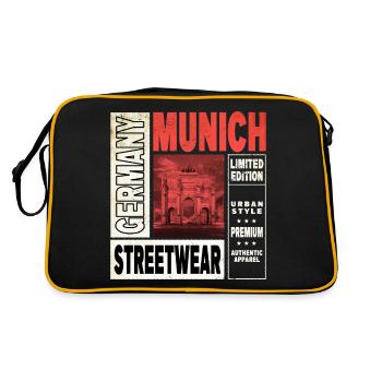 Munich Allemagne Ville Skyline Accueil Amour - Sac Retro - noir/or - Dos