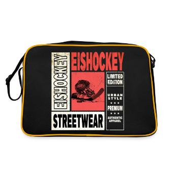 Eishockey Helm Schläger Schlittschuh Vintage Retro - Retro Bag - black/gold - Back
