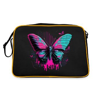 Bemalter Schmetterling Vaporwave - Retro Tasche - Schwarz/Gold - Hinten