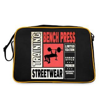 Bankdrücken Gewichtheben Kraftsport Fitness Stark - Retro Tasche - Schwarz/Gold - Hinten