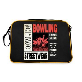 Bowling Bowling Bowling Ball Quilles Joueurs de bowling - Sac Retro - noir/or - Dos