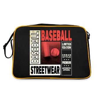Baseball Baseball Player USA Sport Vintage Retro - Retro Bag - black/gold - Back