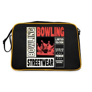 Bowling Bowling Bowling Ball Quilles Joueurs de bowling - Sac Retro - noir/or - Dos
