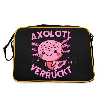 Axolotl Verrückt Axolotl Axolotlbesitzer molch - Retro Tasche - Schwarz/Gold - Hinten