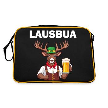 Lausbua Lederhose Hirsch Tracht Trachten Ersatz - Retro Tasche - Schwarz/Gold - Hinten