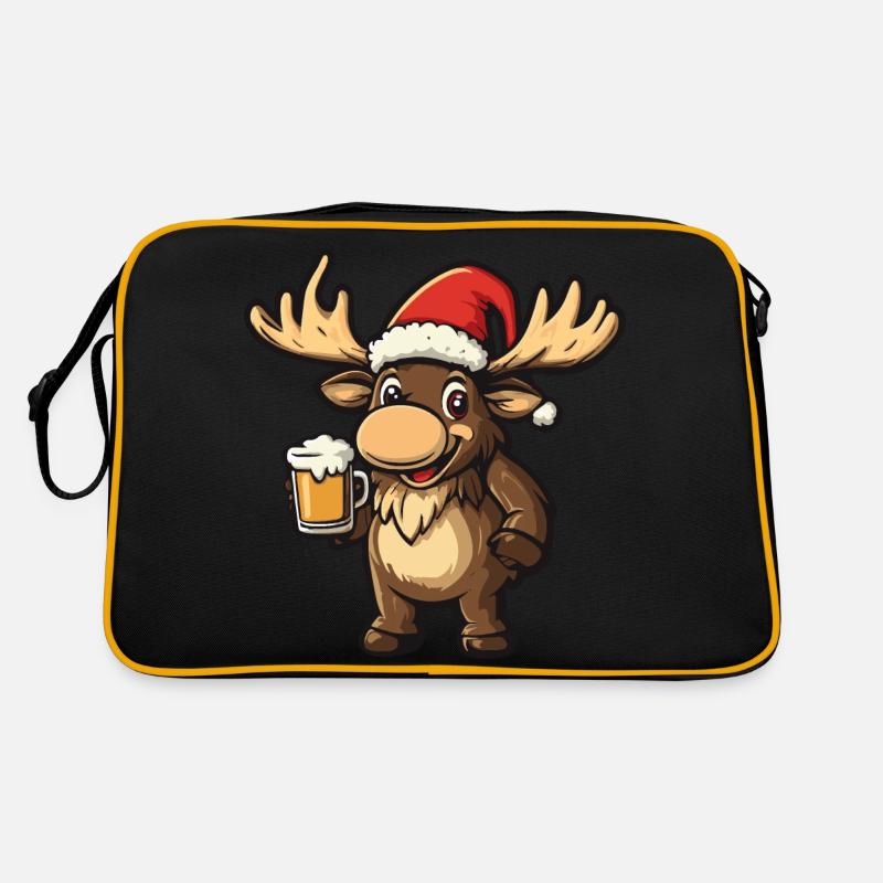 Elch Weihnachten Bier Retro Tasche