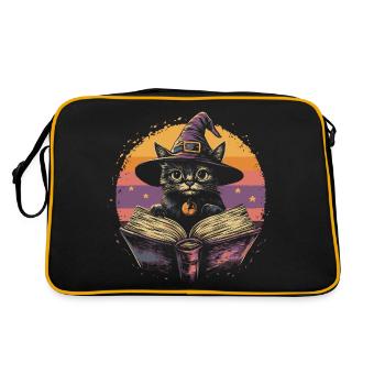 Cute Cat Witch Halloween - Retro Bag - black/gold - Back