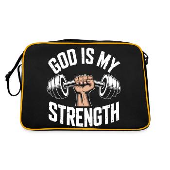 Gott ist meine Stärke! Gläubiger Christ Jesus - Retro Tasche - Schwarz/Gold - Hinten