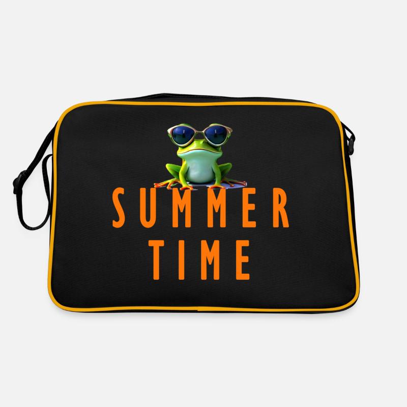 Grenouille heure d’été - Sac Retro - noir/or