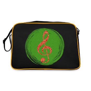Merry Christmas Green Festive Melody - Retro Bag - black/gold - Back