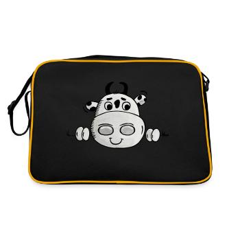 Kuh guckt - Retro Tasche - Schwarz/Gold - Hinten