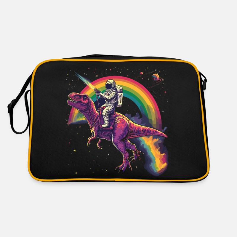 Astronaut reitet T-Rex Dinosaurier Retro Tasche