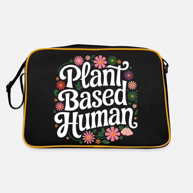 Vegetarisch Vegan Veggie Vegetarier - Retro Tasche - Schwarz/Gold