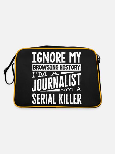 Journalist Journalism Newsperson Newspaper Funny - Retro Tasche - Schwarz/Gold - Hinten