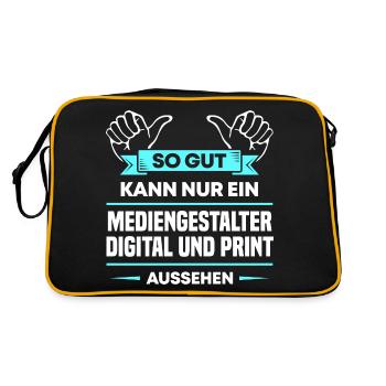 Mediengestalter Digital Print Design für Profis - Retro Tasche - Schwarz/Gold - Hinten