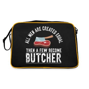 Metzger Fleischer Sprücher I Metzgerei - Retro Tasche - Schwarz/Gold - Hinten